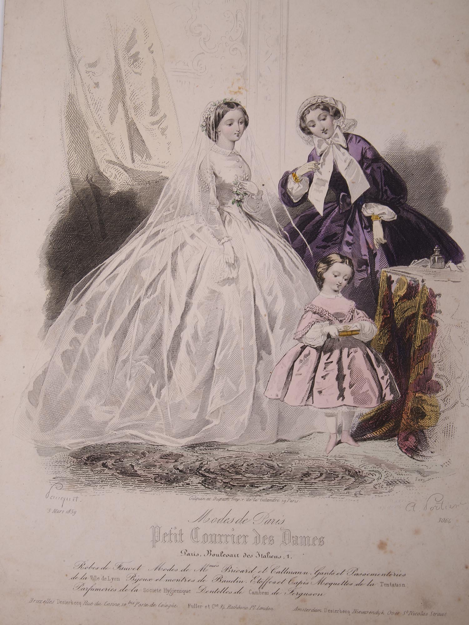 ANTIQUE FRENCH FASHION PAUQUET COLOR LITHOGRAPHS PIC-1